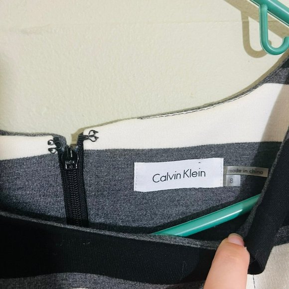 Calvin Klein Black and White Striped Mini Dress - Picture 6 of 9